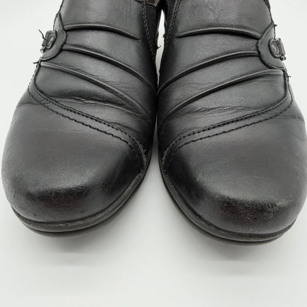Earth Origins Women's Roxanne Slip-On Comfort Buckle Black Leather Size 8